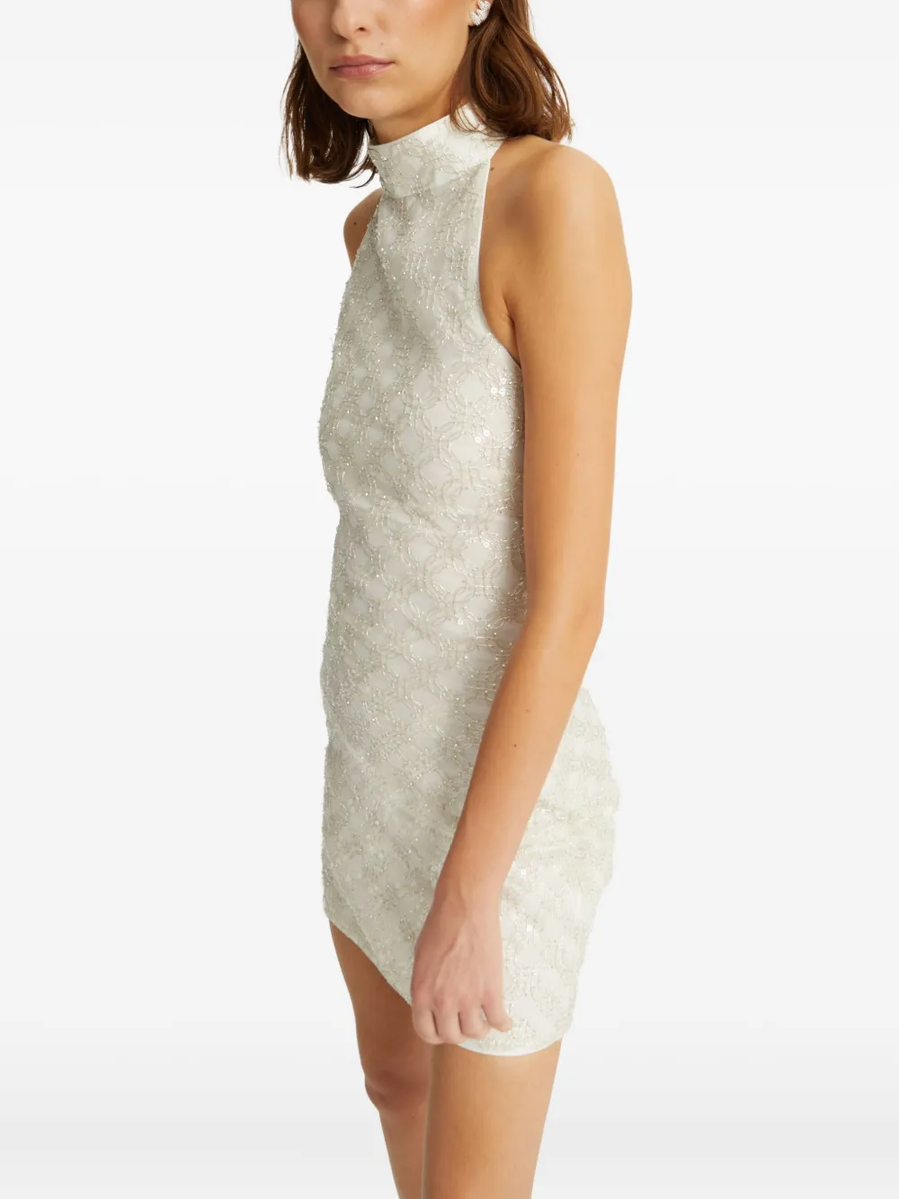 ROTATE BIRGER CHRISTENSEN Halterjurk met pailletten Wit