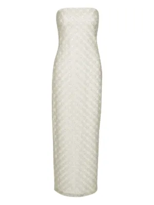 green emerald velvet dress Rent Rotate Floral Strapless Mesh Maxi Dress