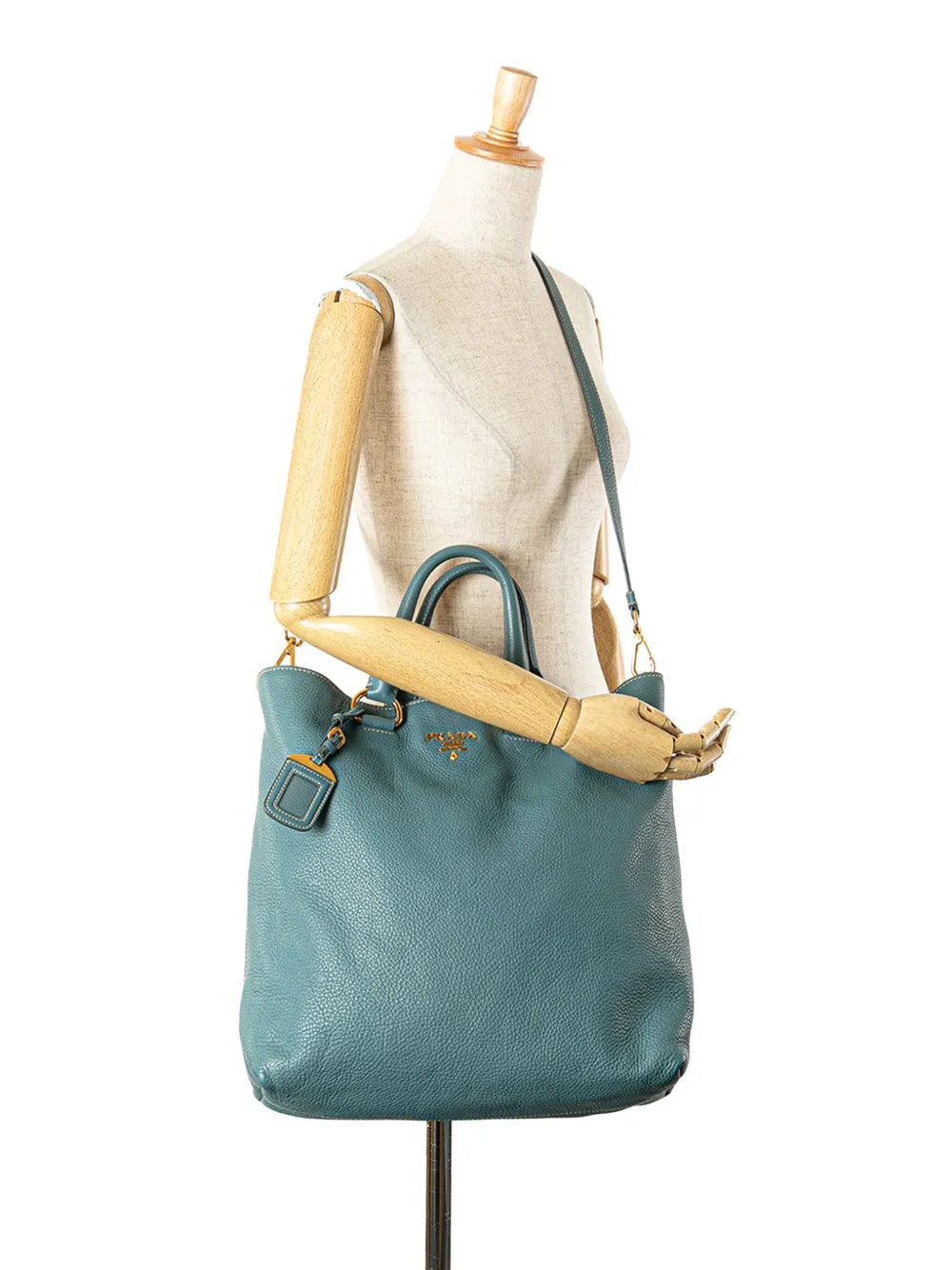 Pre-owned Prada 2000-2025 Vitello Daino Open Convertible Tote Satchel