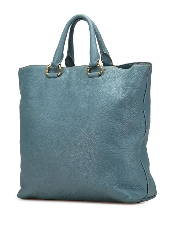 PRADA プラダ ヴィッテロ レザー トートバッグ ブルー PRADA プラダ ヴィッテロ・フェニックス レザー トートバッグ