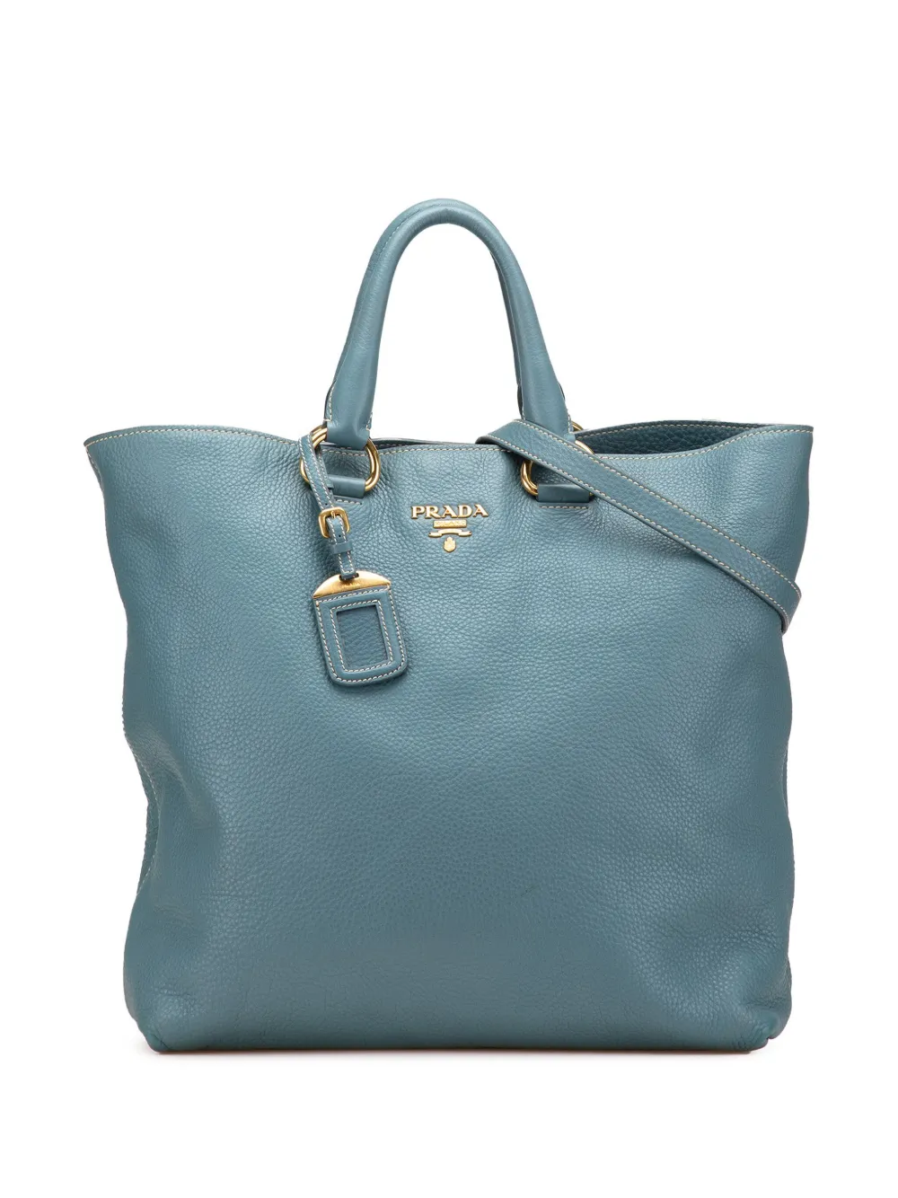 Prada Pre-Owned 2000-2025 ヴィッテロダイノ オープン コンバーチブル トート サッチェルバッグ - ブルー Prada Pre-Owned 2000-2025 ヴィッテロダイノ オープン コンバーチブル トート サッチェルバッグ - ブルー