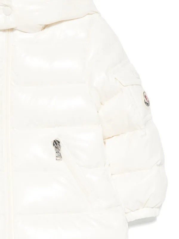 MONCLER ホワイト フリルジャケット　キッズ　　92㎝ Moncler Kid's Shiny Puffer Jacket W/ Faux Fur Trim, Size 6M