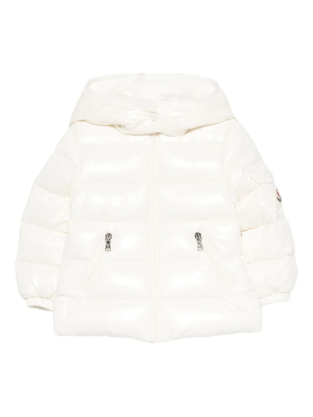 Moncler Enfant Bady hooded quilted jacket Wit