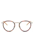 Oliver Peoples round-frame titanium glasses - Brown