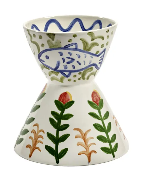Serax fish floral-painted vase