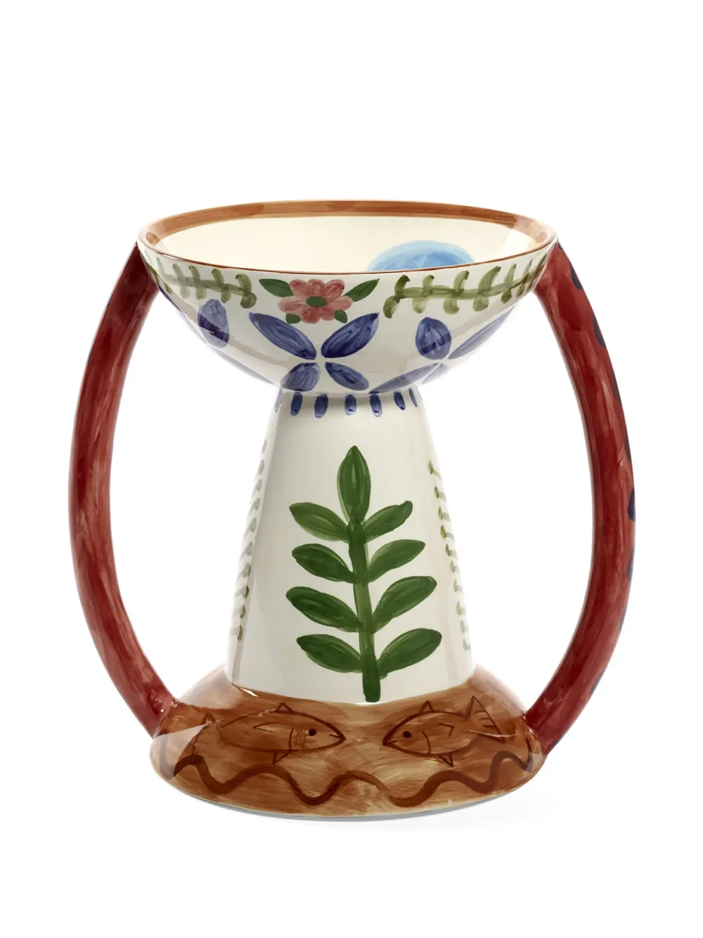 Serax Floral-painted Double-handle Vase In White