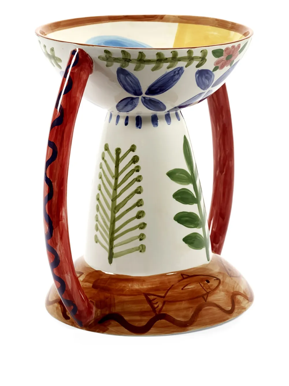 Serax Vaas met dubbele handgreep en bloemenprint - Wit