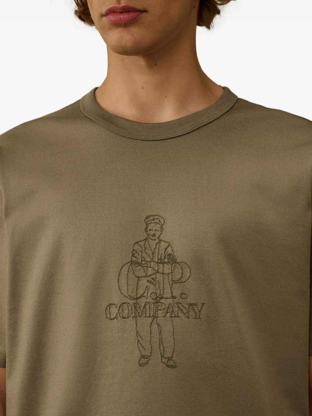 C.P. Company embroidered figure T-shirt Grijs