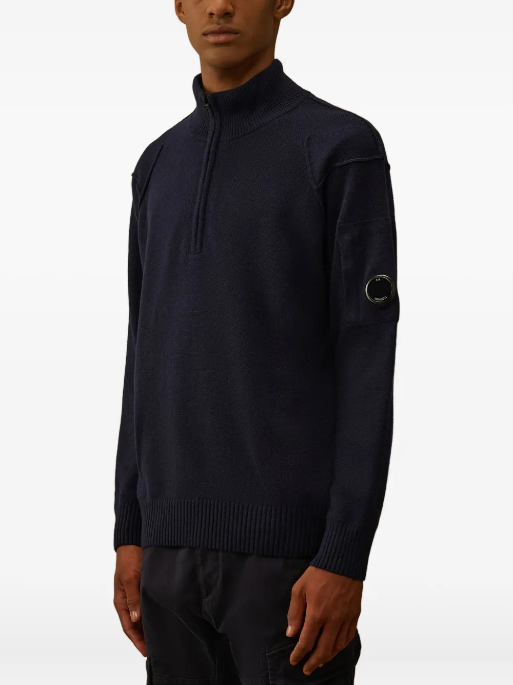 C.P. Company half-zip lens-detail sweater Blauw