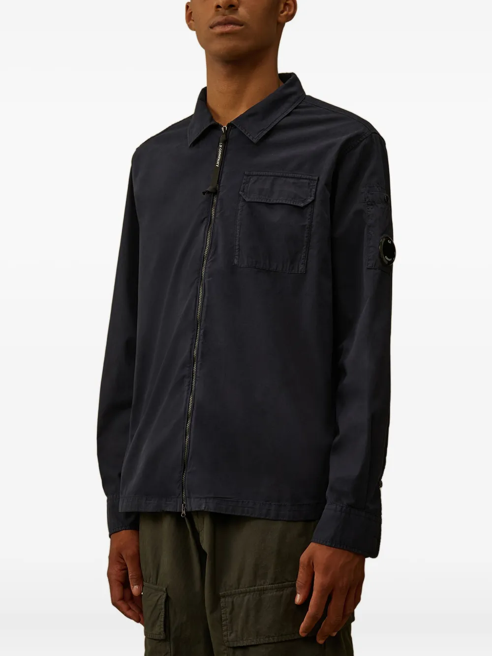 C.P. Company zip-pocket cotton overshirt Zwart