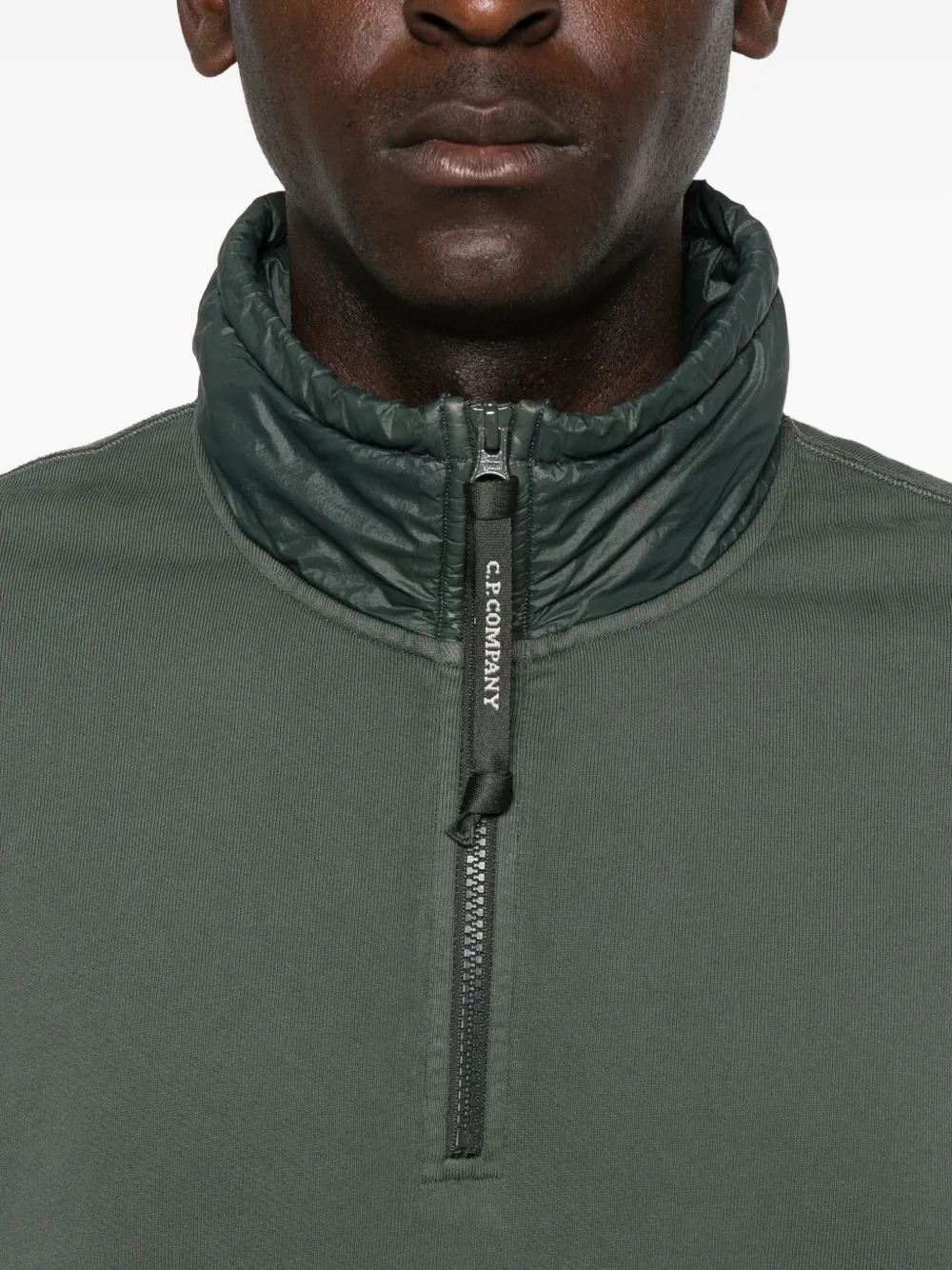 C.p. Company Half-zip Quilted Sleeve Sweatshirt In Blue