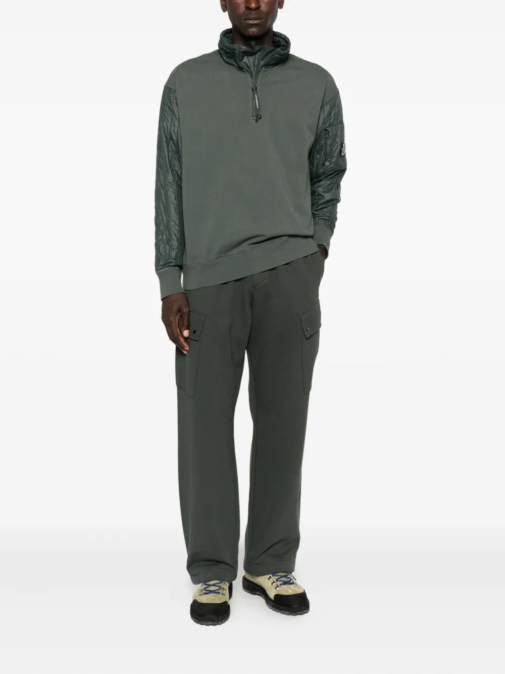 C.P. Company Sweater met halve rits en gevoerde mouwen - Grijs
