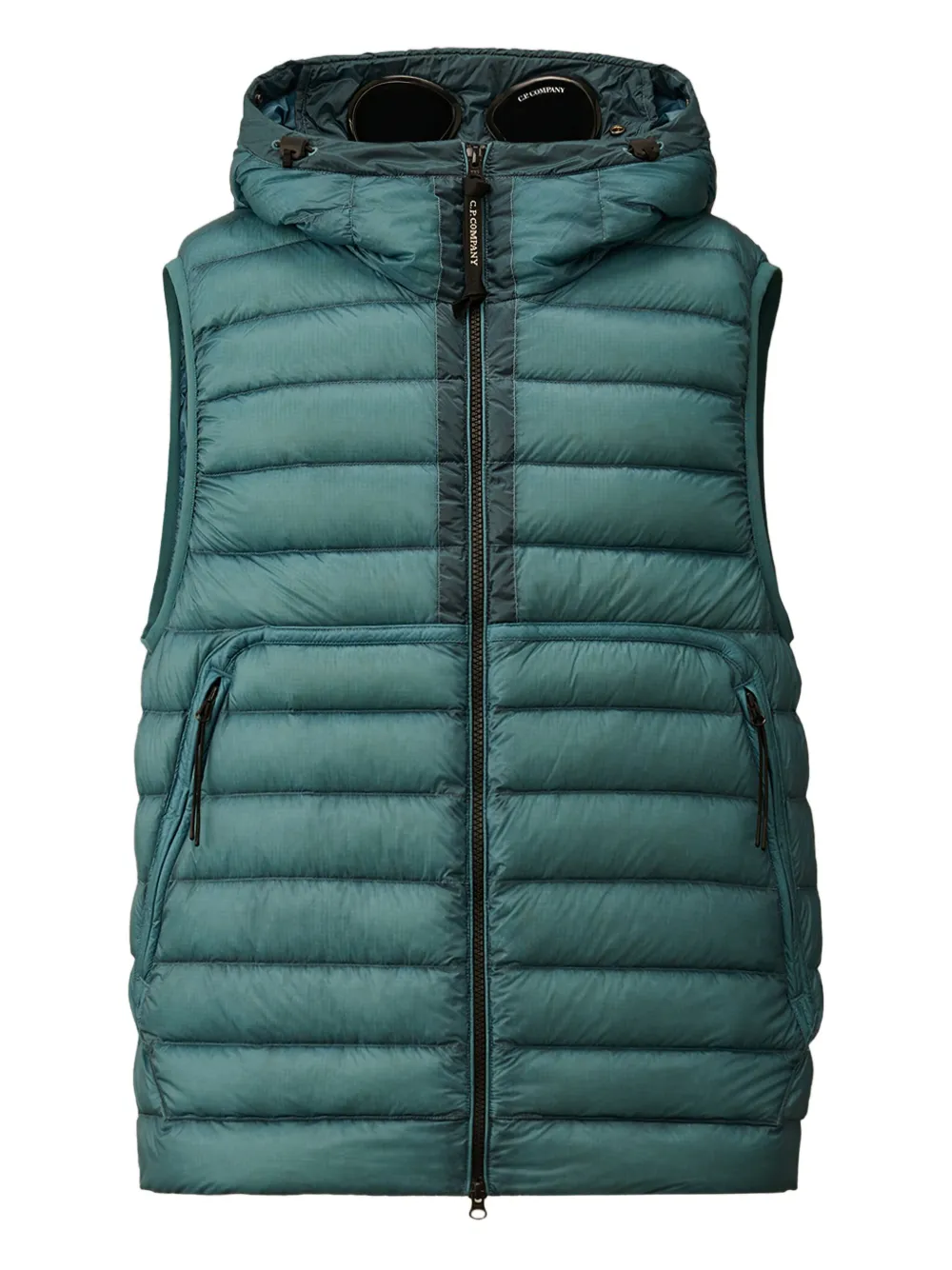 hooded quilted down gilet