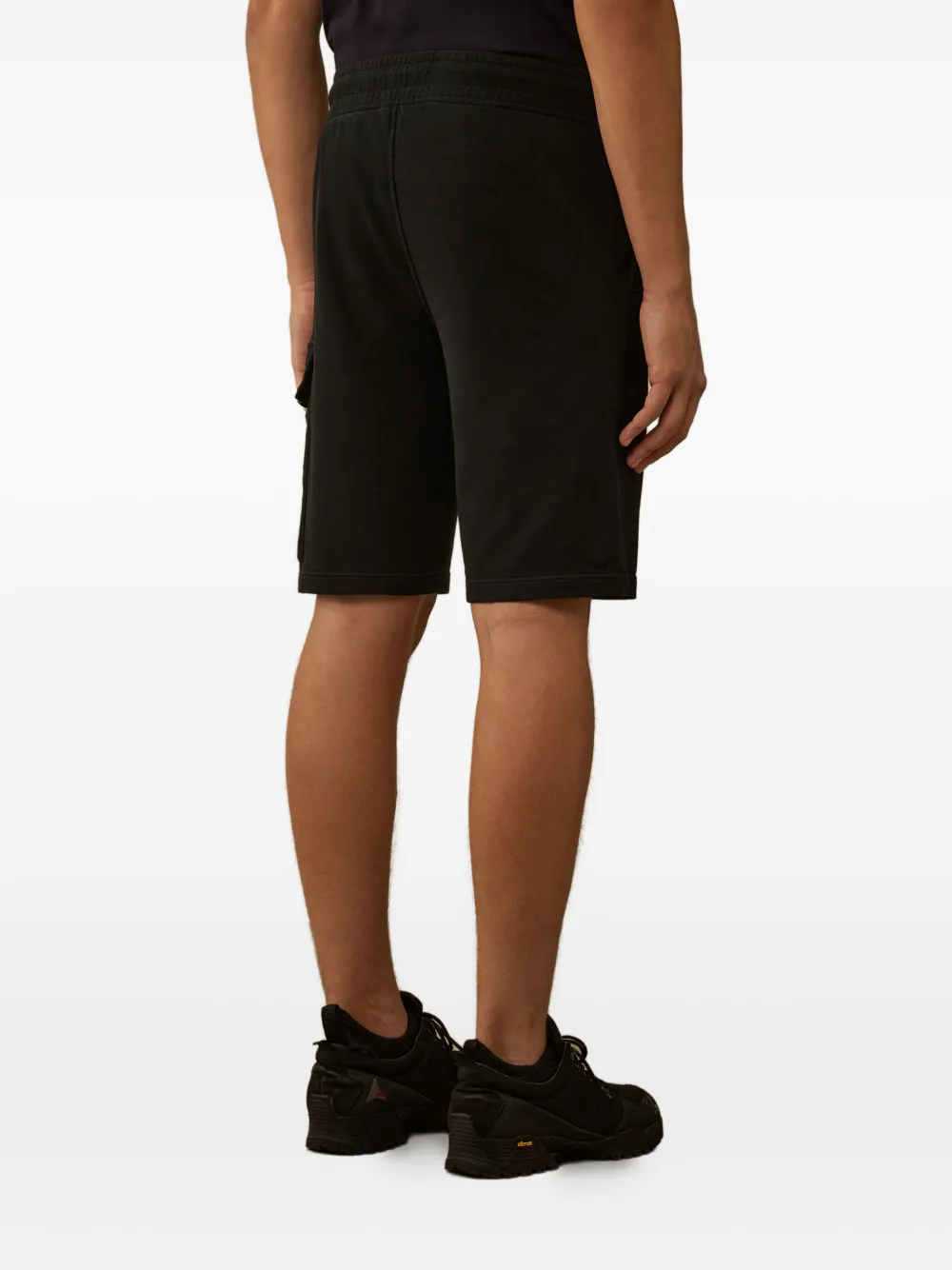 C.p. Company Fleece Cargo Bermuda Shorts Pockets In Black