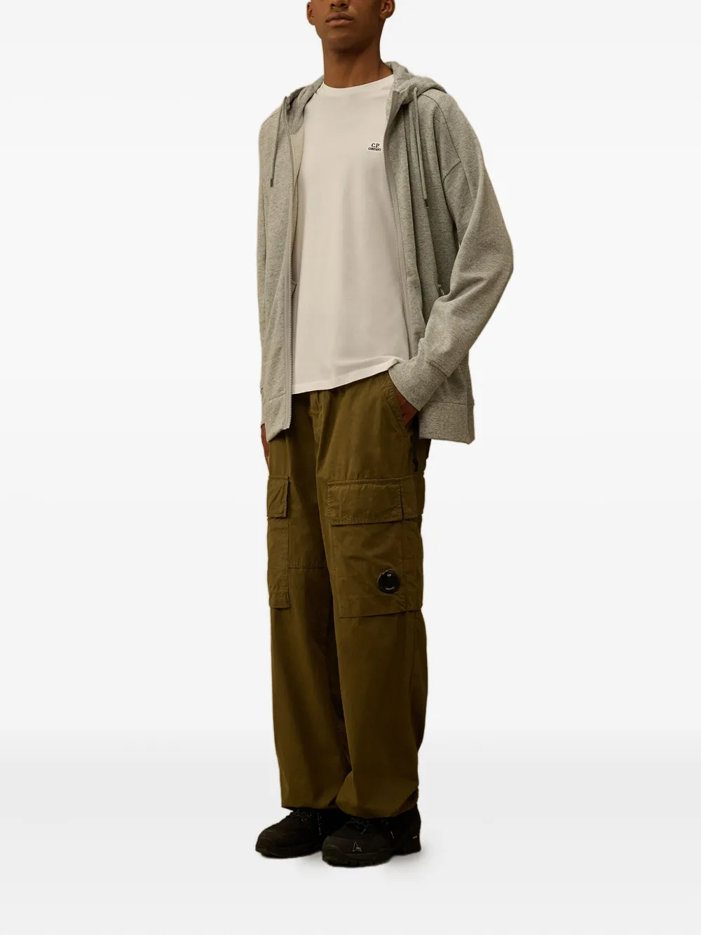 C.P. Company logo-embroidered cotton T-shirt Beige