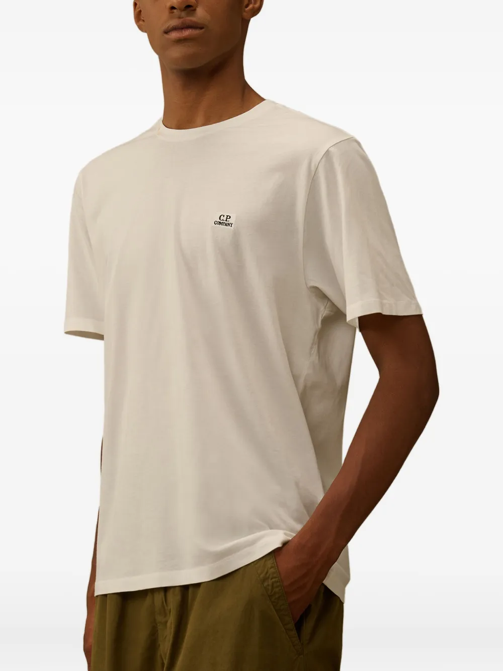 C.P. Company logo-embroidered cotton T-shirt Beige