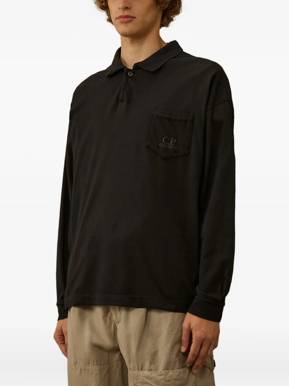 C.P. Company pocket longsleeved polo shirt Zwart