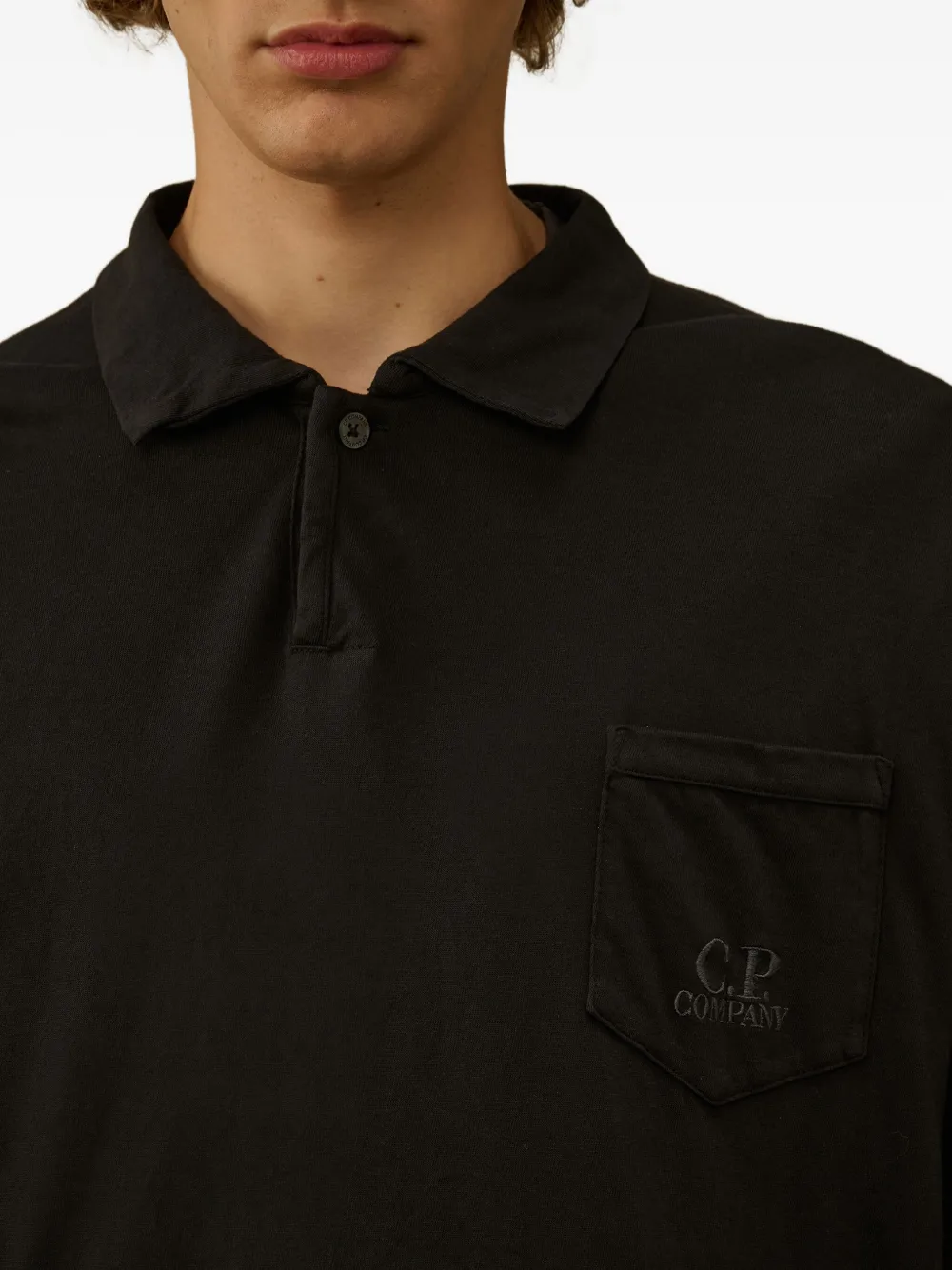 C.P. Company pocket longsleeved polo shirt Zwart