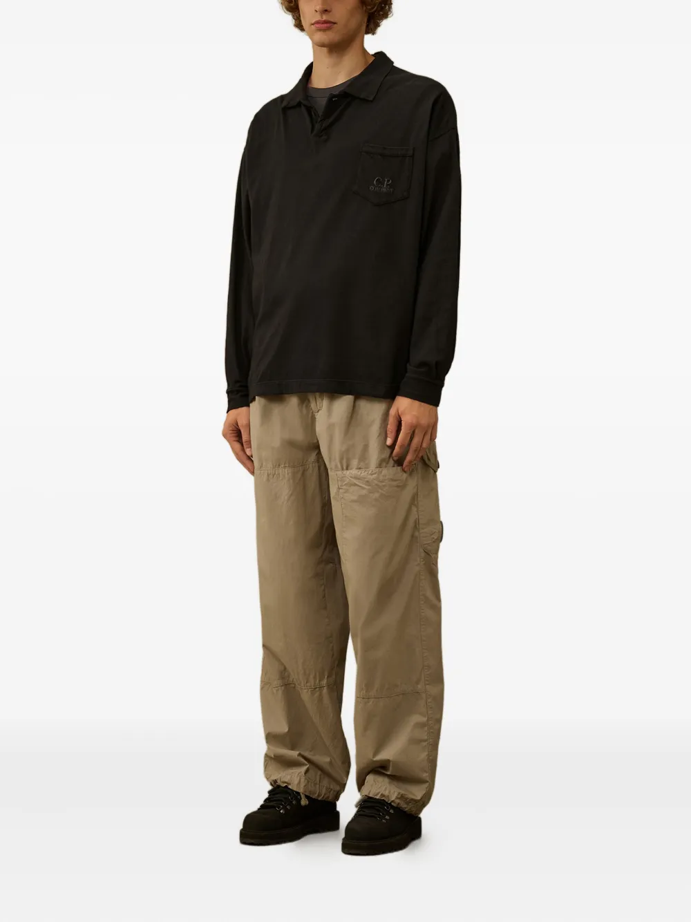 C.P. Company pocket longsleeved polo shirt Zwart