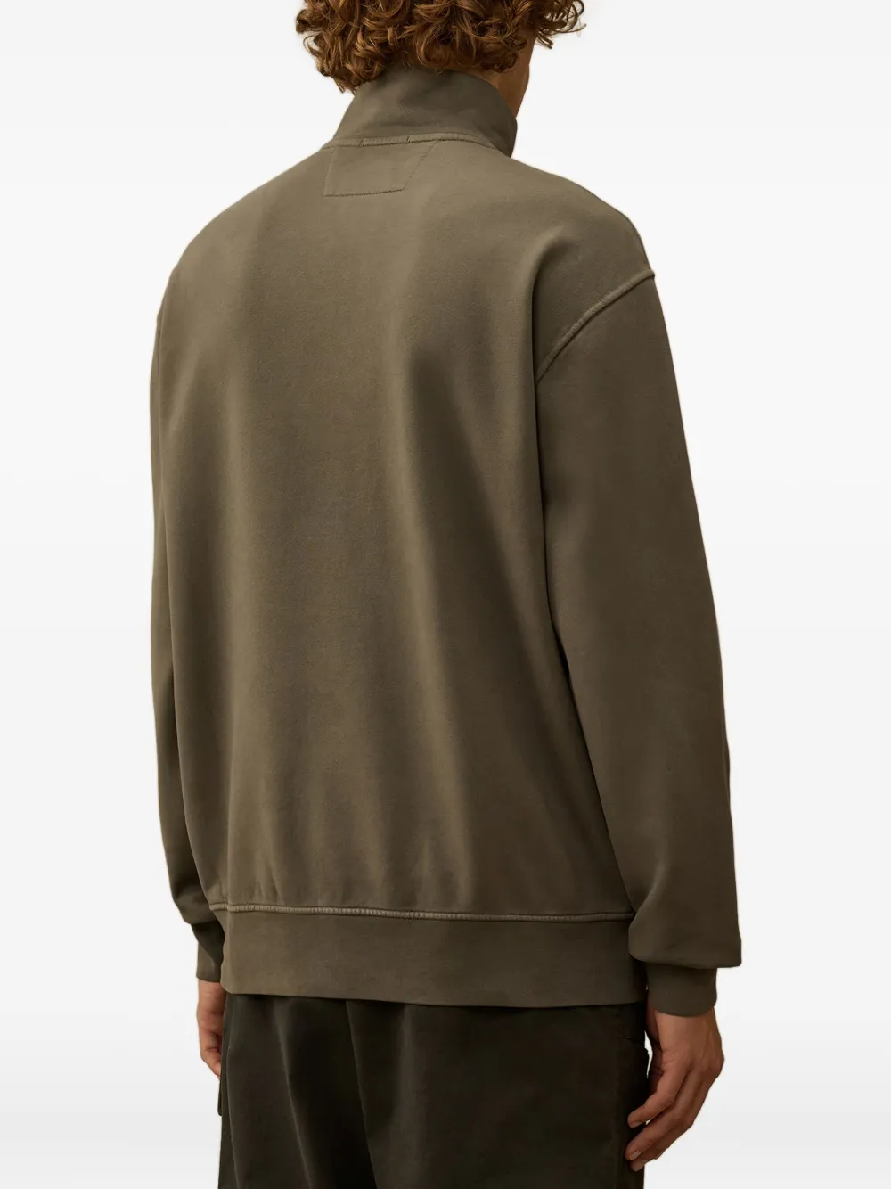 C.P. Company Sweater met halve rits en Lens-zak Bruin