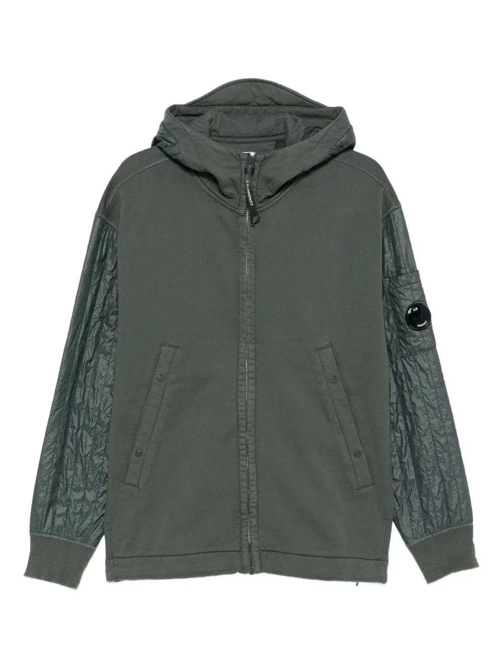 C.P. Company hooded quilted-sleeve zip-up jacket | Grey | Image 1
