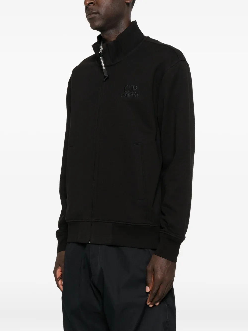 C.P. Company Sweater met logo en rits Zwart