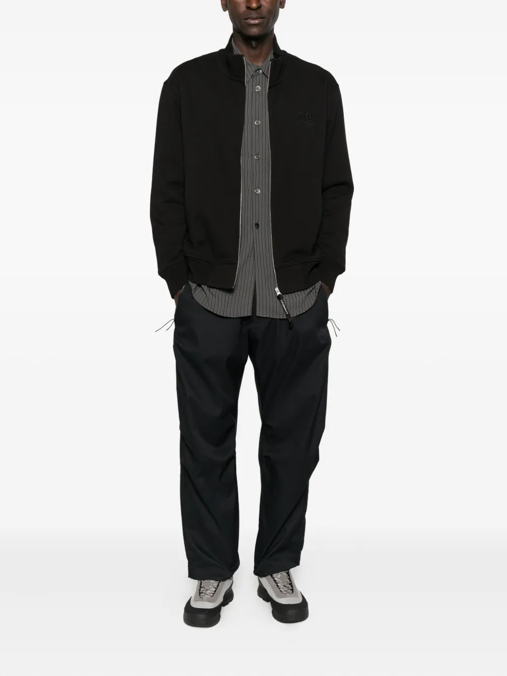 C.P. Company Sweater met logo en rits - Zwart