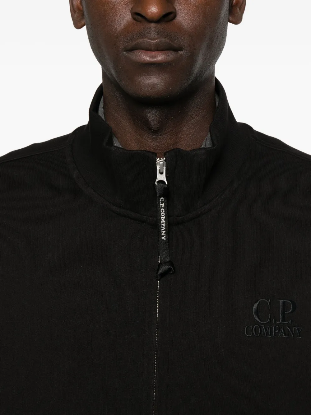 C.P. Company Sweater met logo en rits Zwart