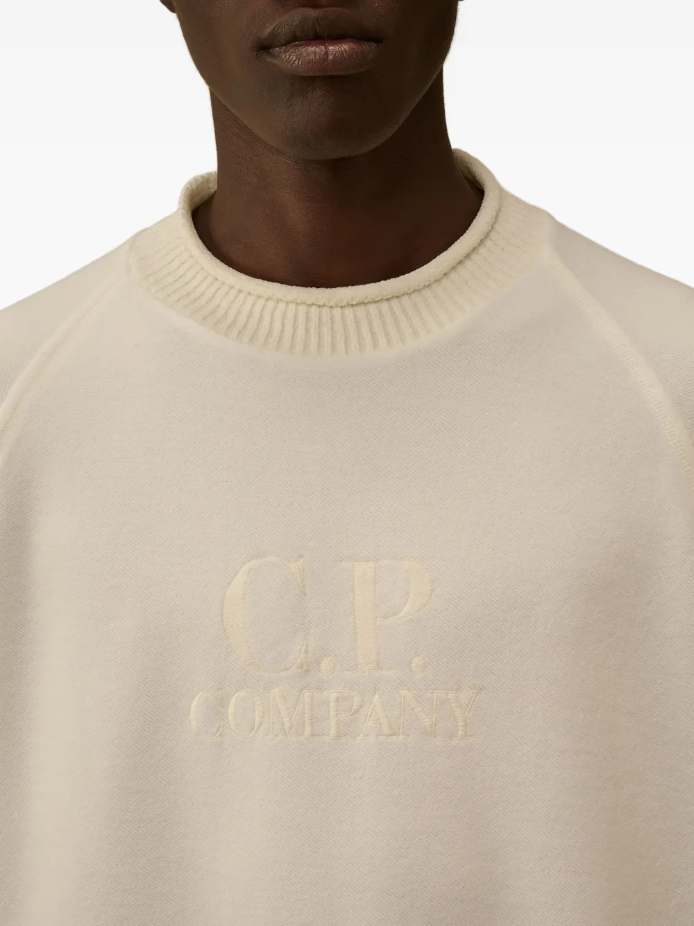 C.P. Company Sweater met geborduurd logo en raglan mouwen Wit