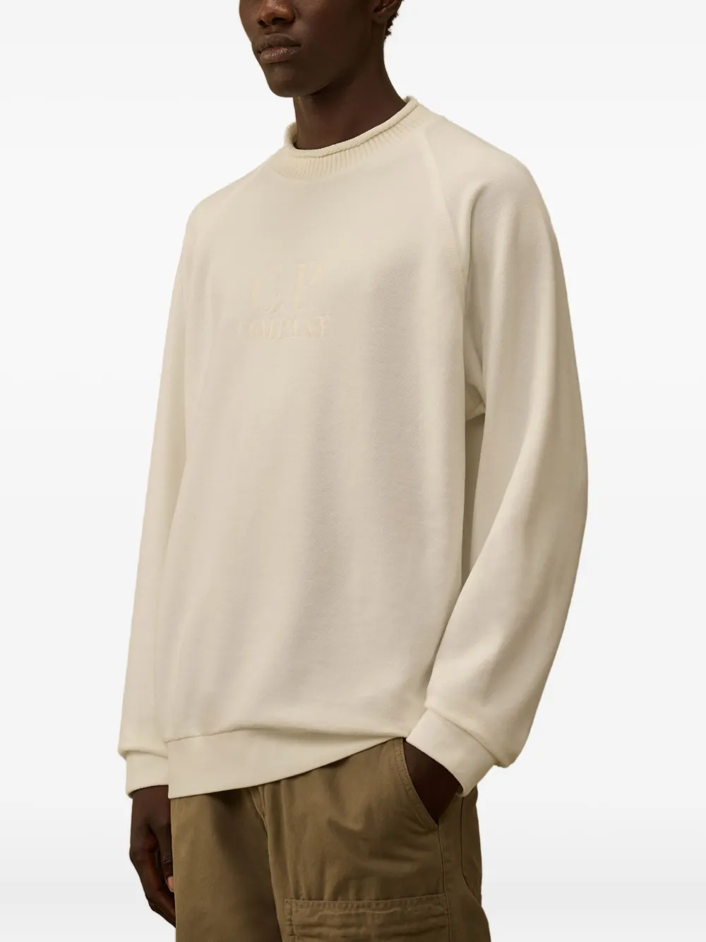 C.P. Company Sweater met geborduurd logo en raglan mouwen Wit