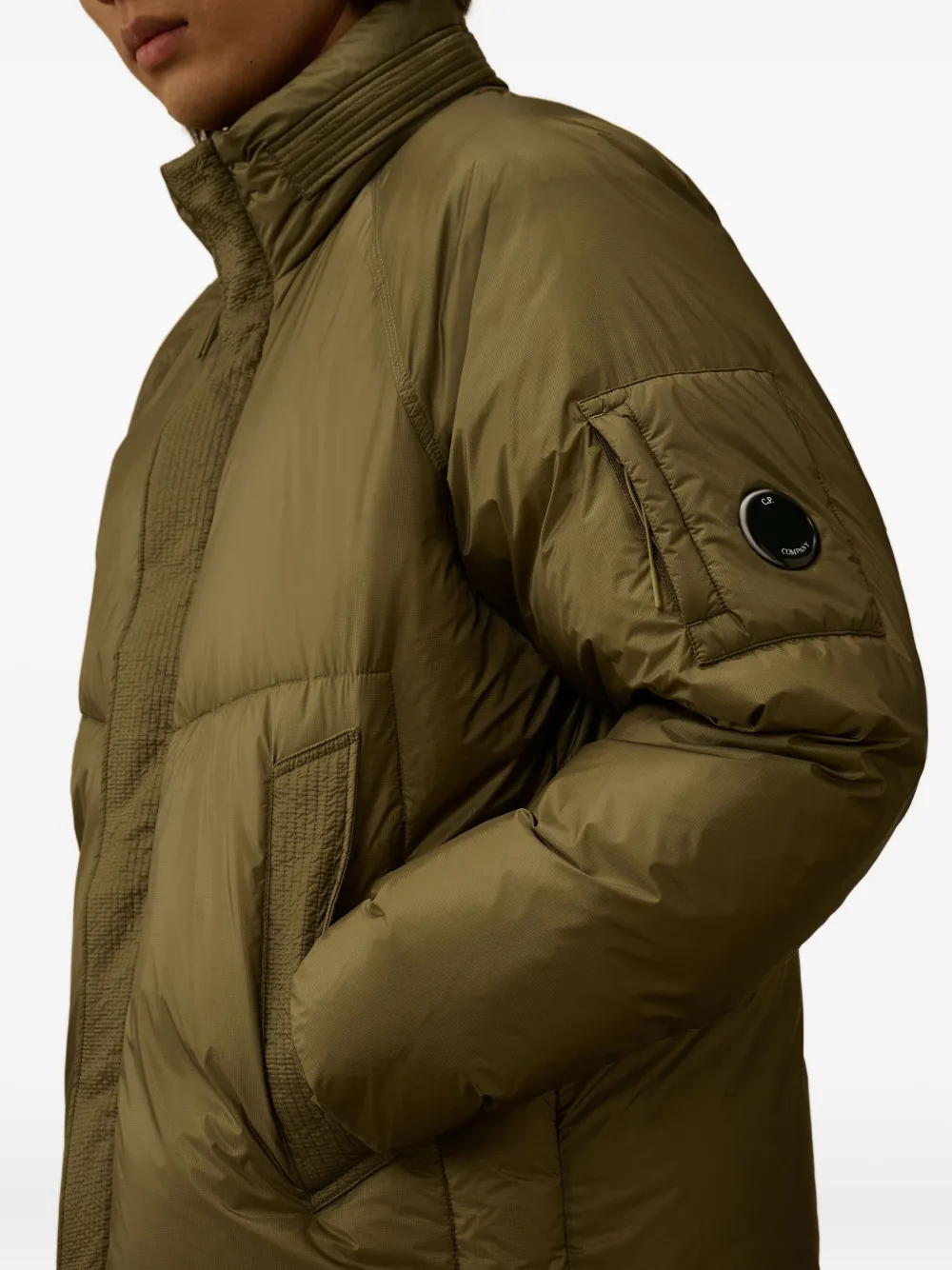C.p. Company Padded Funnel-neck Jacket In Green