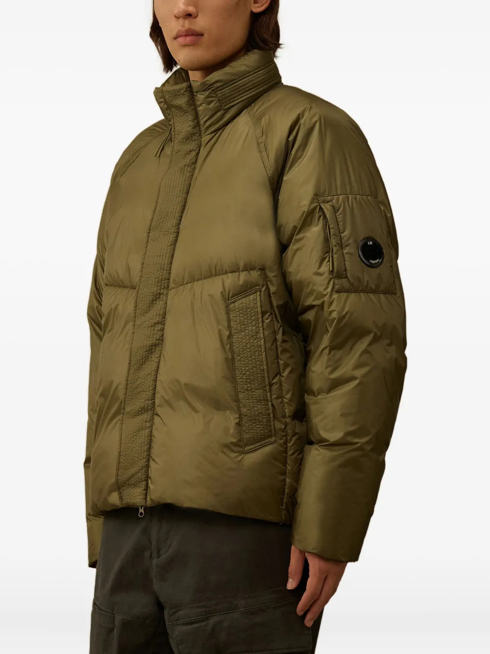 C.p. Company Padded Funnel-neck Jacket In Green