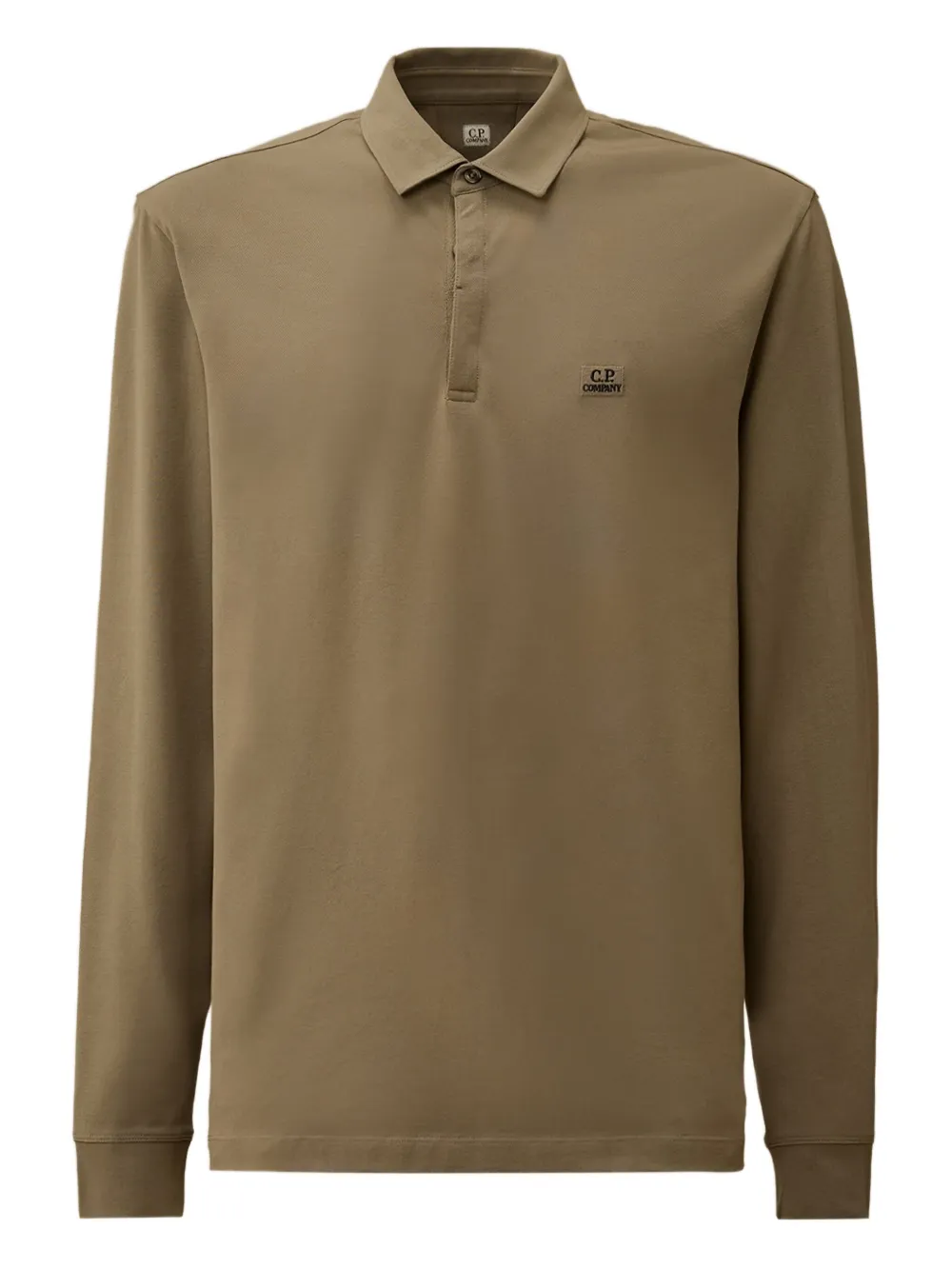 C.P. Company long-sleeve logo polo shirt | Green | Image 1