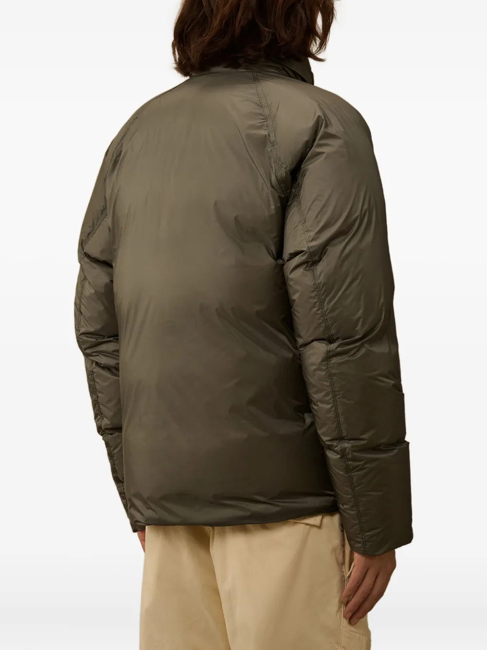 C.p. Company Lens-detail Puffer Jacket In Brown