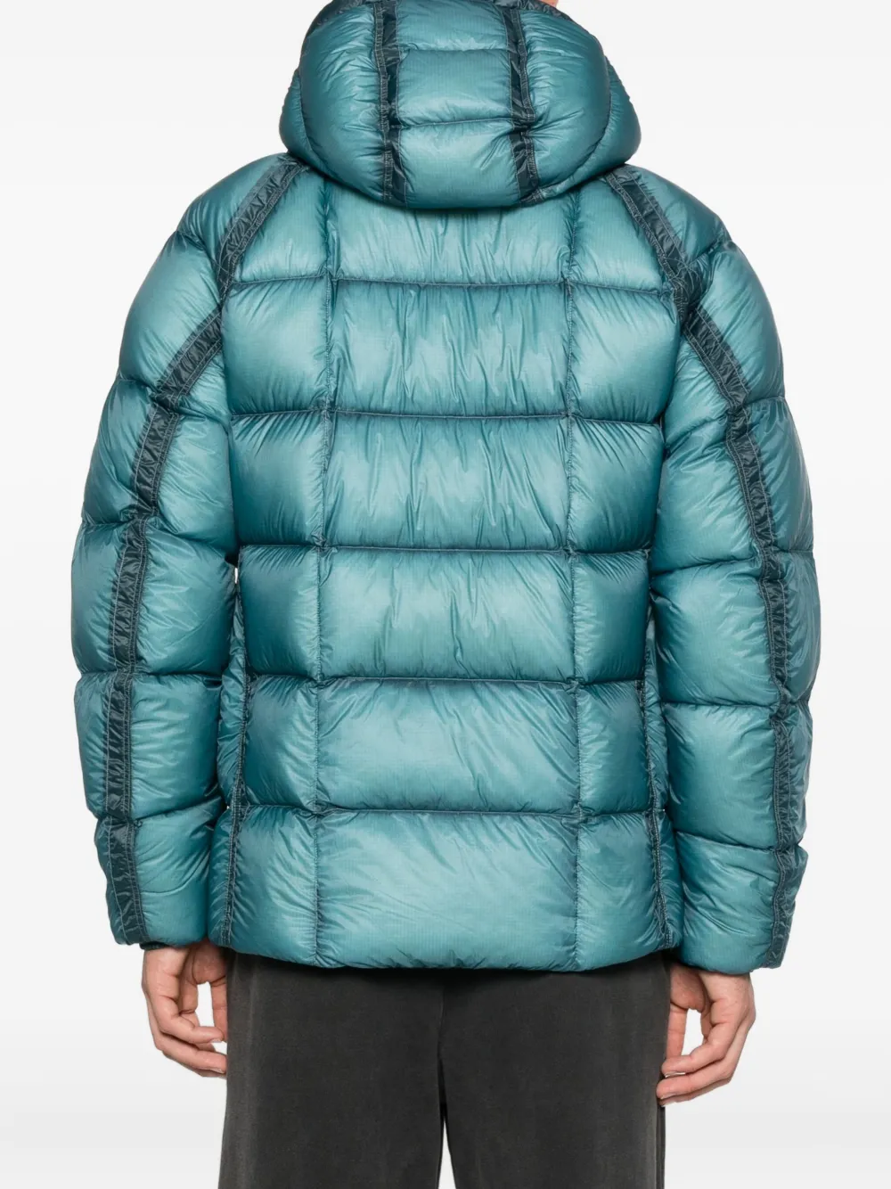 C.p. Company Hooded Down Jacket Featuring Adjustable Elements In Blue