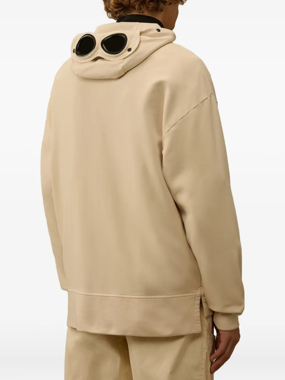 C.P. Company goggle-detail zip-up hoodie Beige