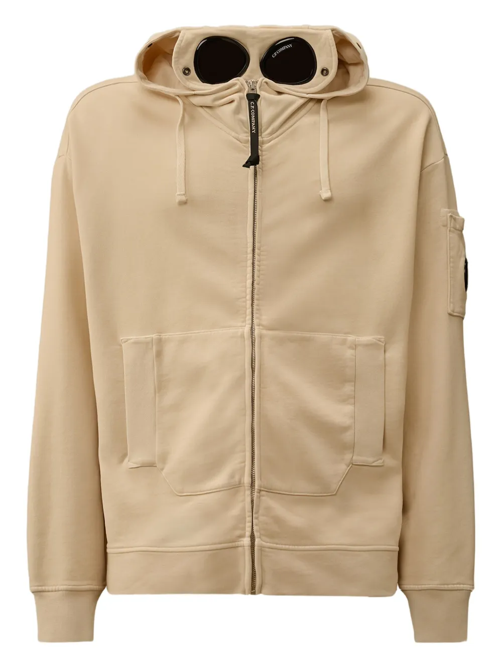 C.P. Company goggle-detail zip-up hoodie Beige