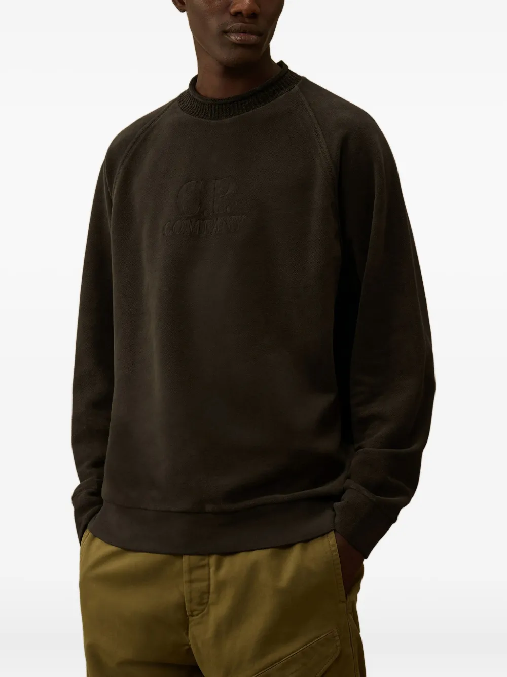 C.P. Company Trui met ronde hals en reliëf Grijs