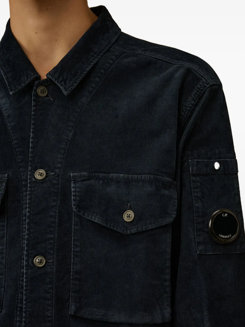 C.P. Company Ribfluwelen shirtjack met zak Blauw