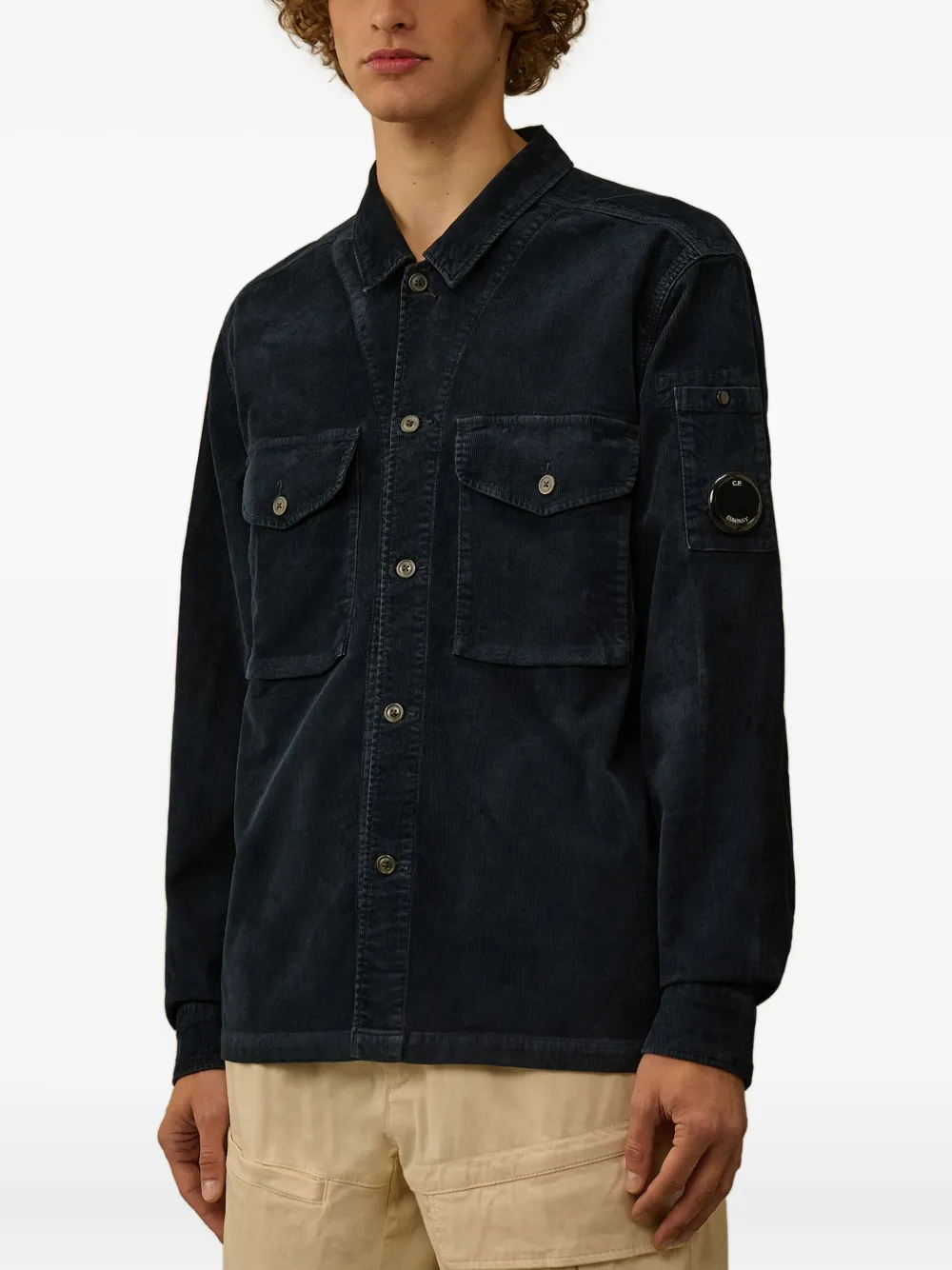 C.P. Company Ribfluwelen shirtjack met zak Blauw