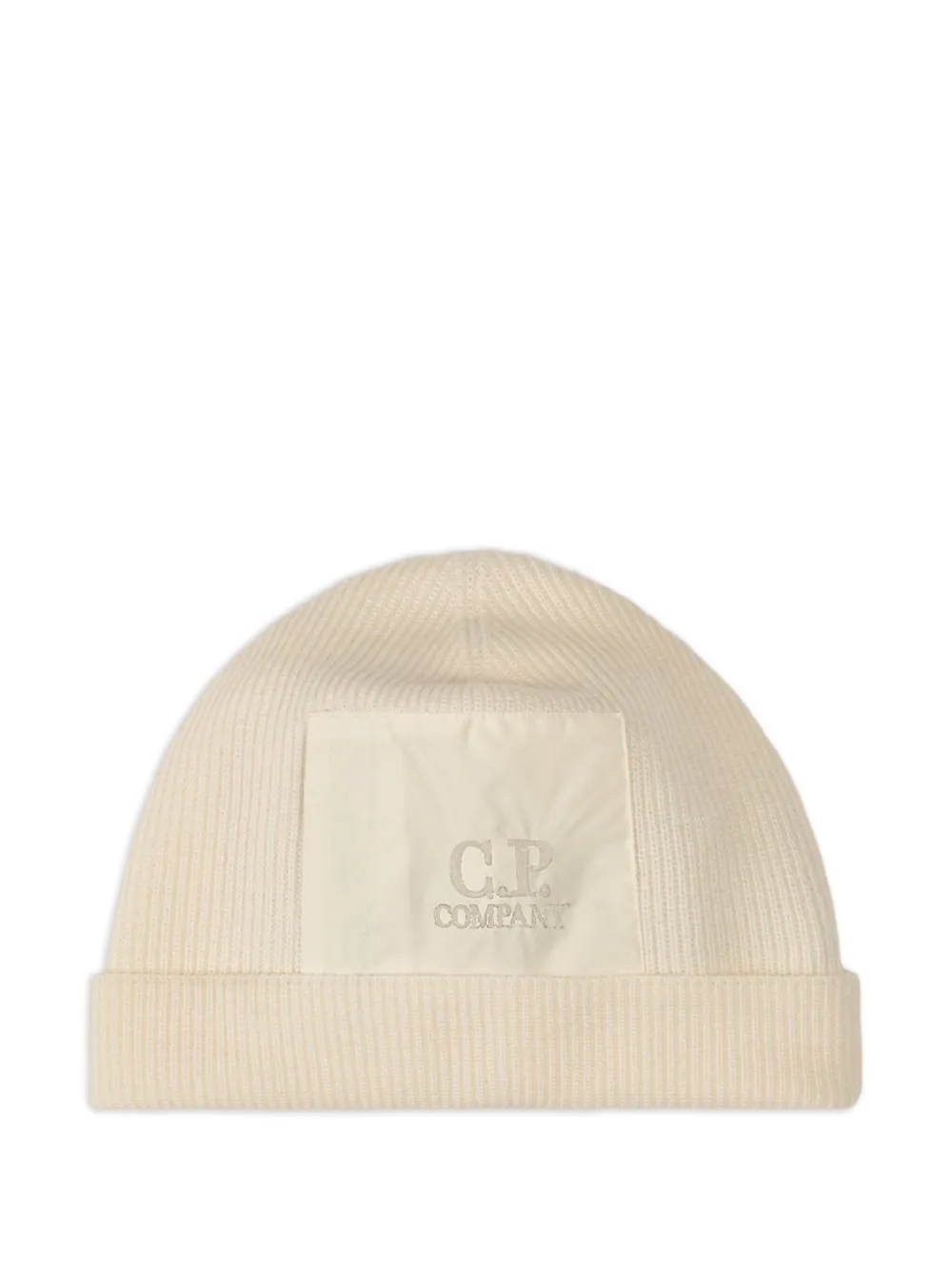 C.P. Company ribbed-wool logo-patch beanie hat | Neutrals | Image 1