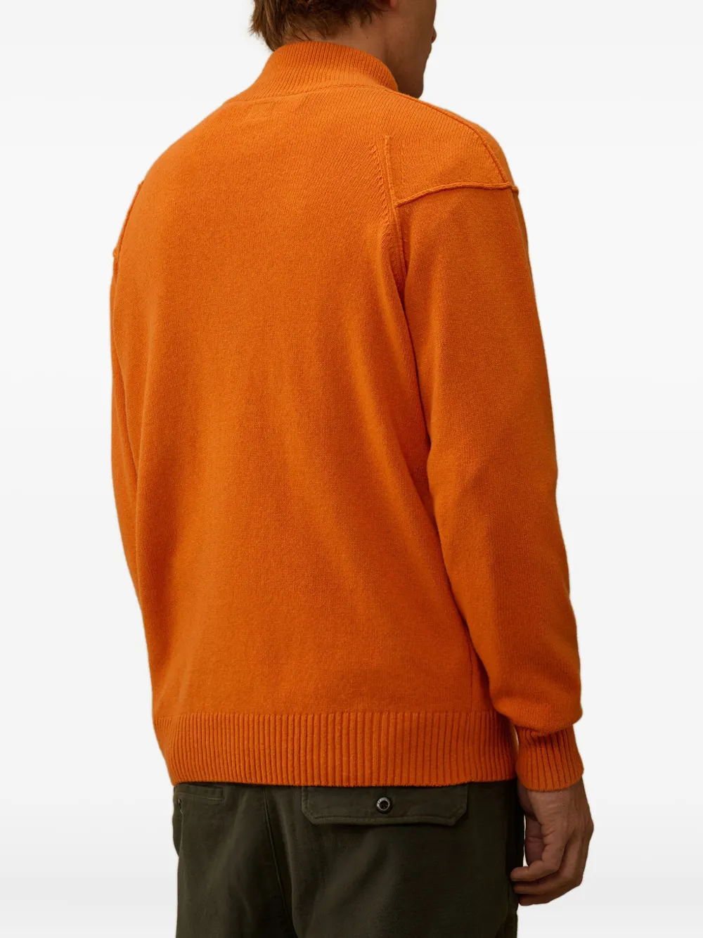 C.P. Company Trui met halve rits en Lens-detail Oranje
