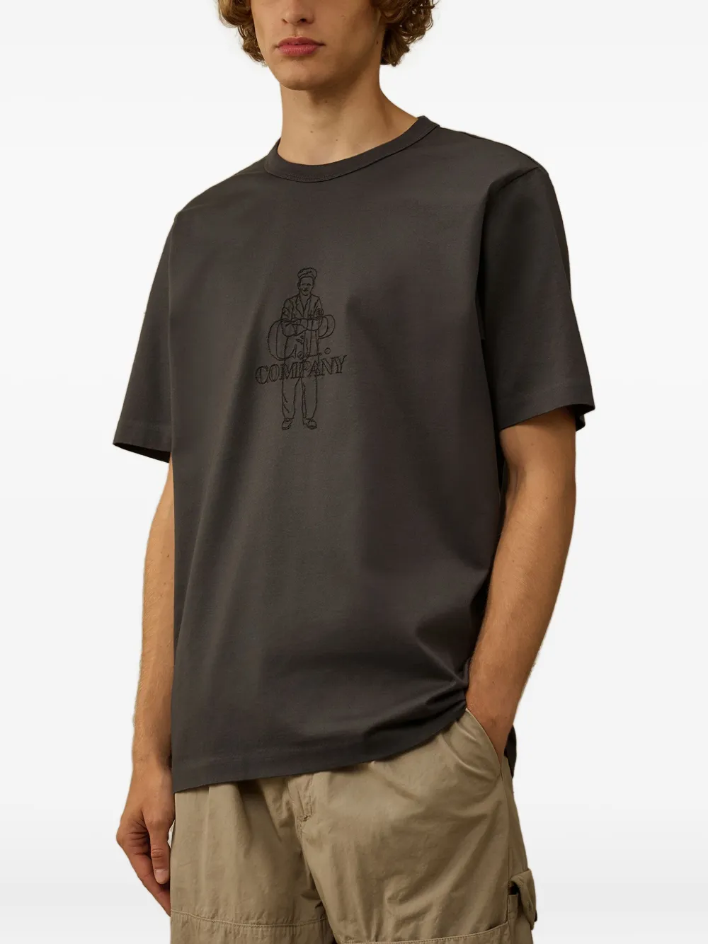 C.P. Company Katoenen T-shirt met borduurwerk Grijs