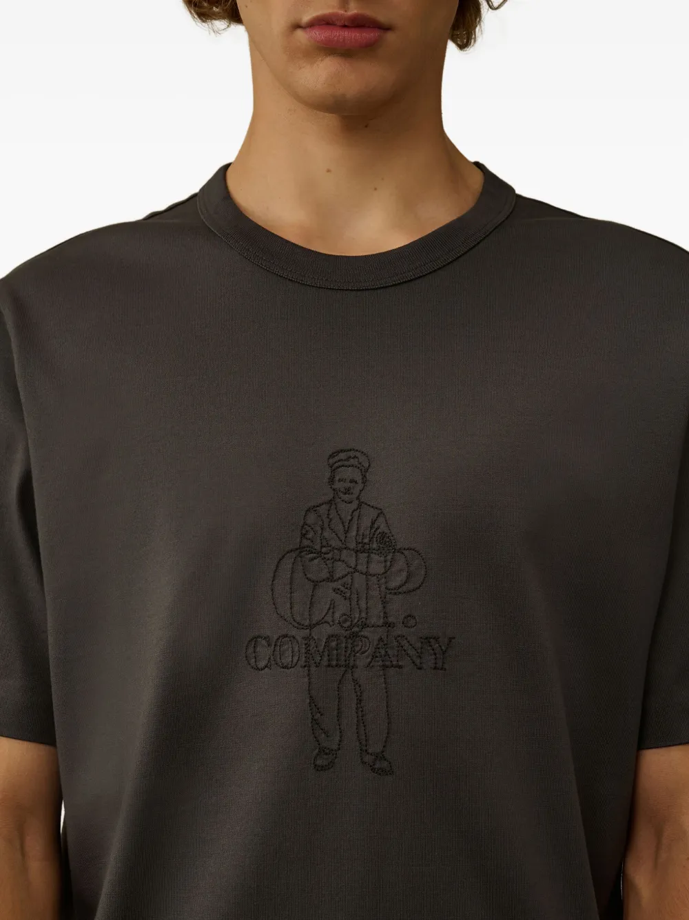 C.P. Company Katoenen T-shirt met borduurwerk Grijs