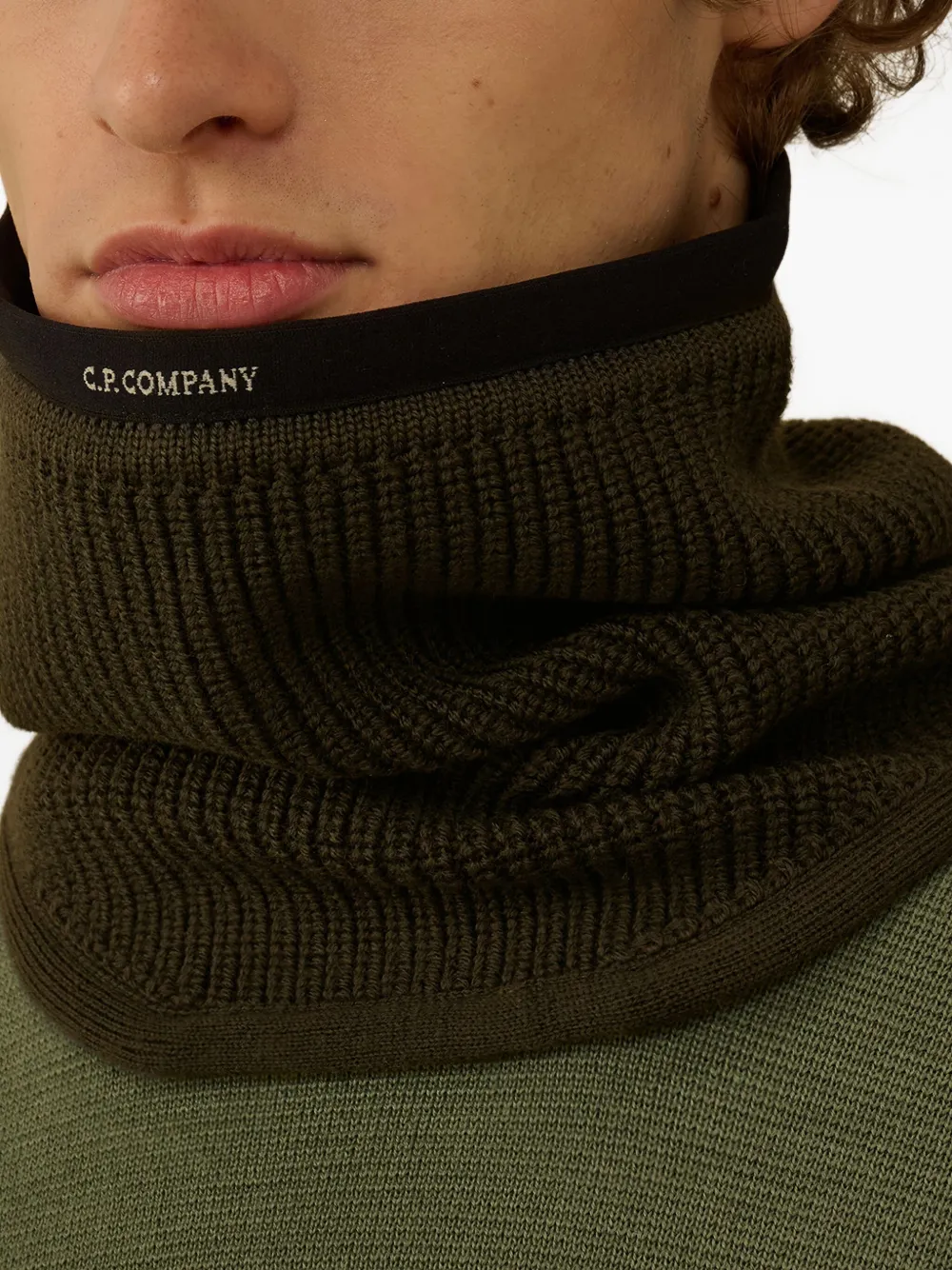 C.P. Company Ribgebreide nekwarmer Groen