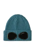 C.P. Company goggle-detail ribbed-wool beanie hat - Blue