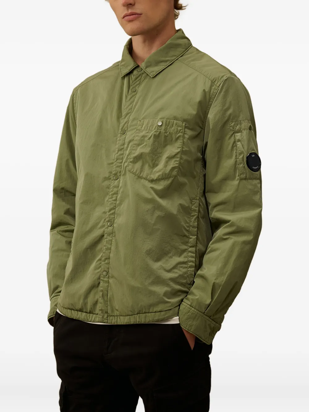 C.P. Company Shirtjack met opgestikte zak en drukknopen Groen