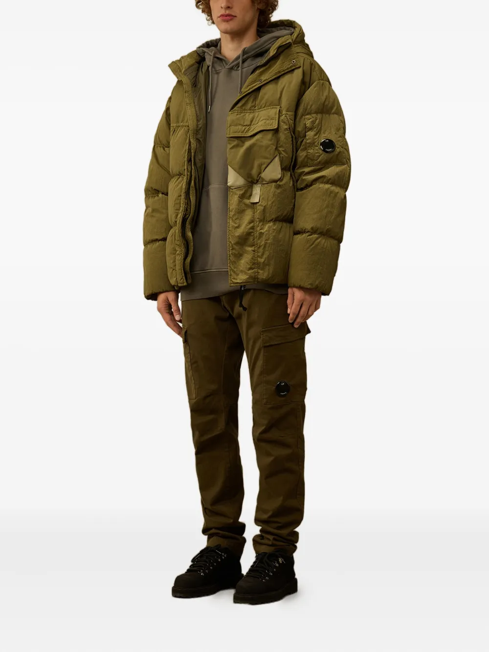 C.P. Company lens-detail hoodie Bruin
