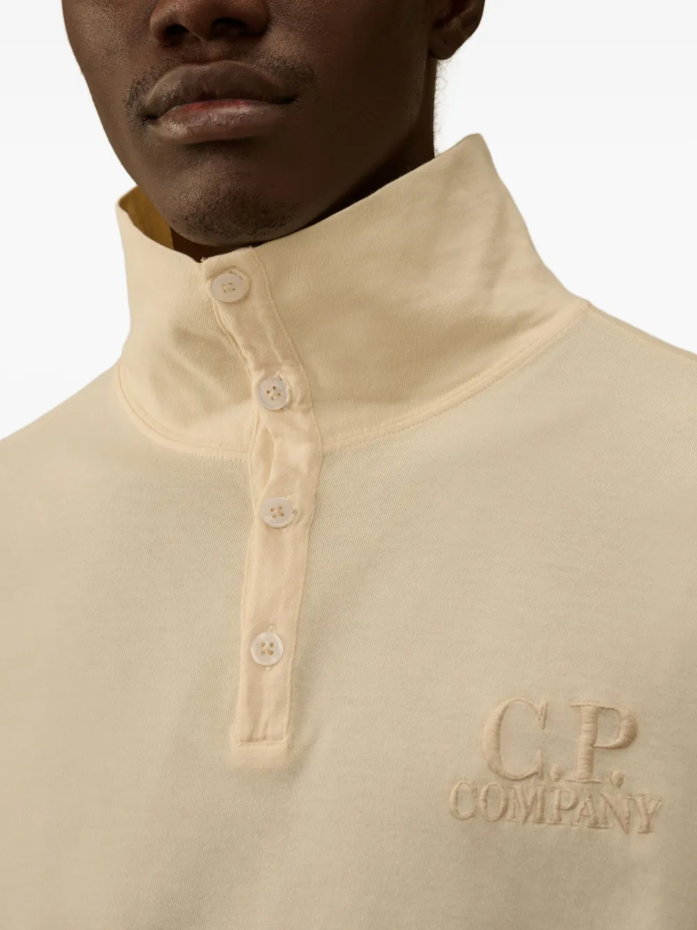 C.P. Company logo-embroidered polo shirt Beige