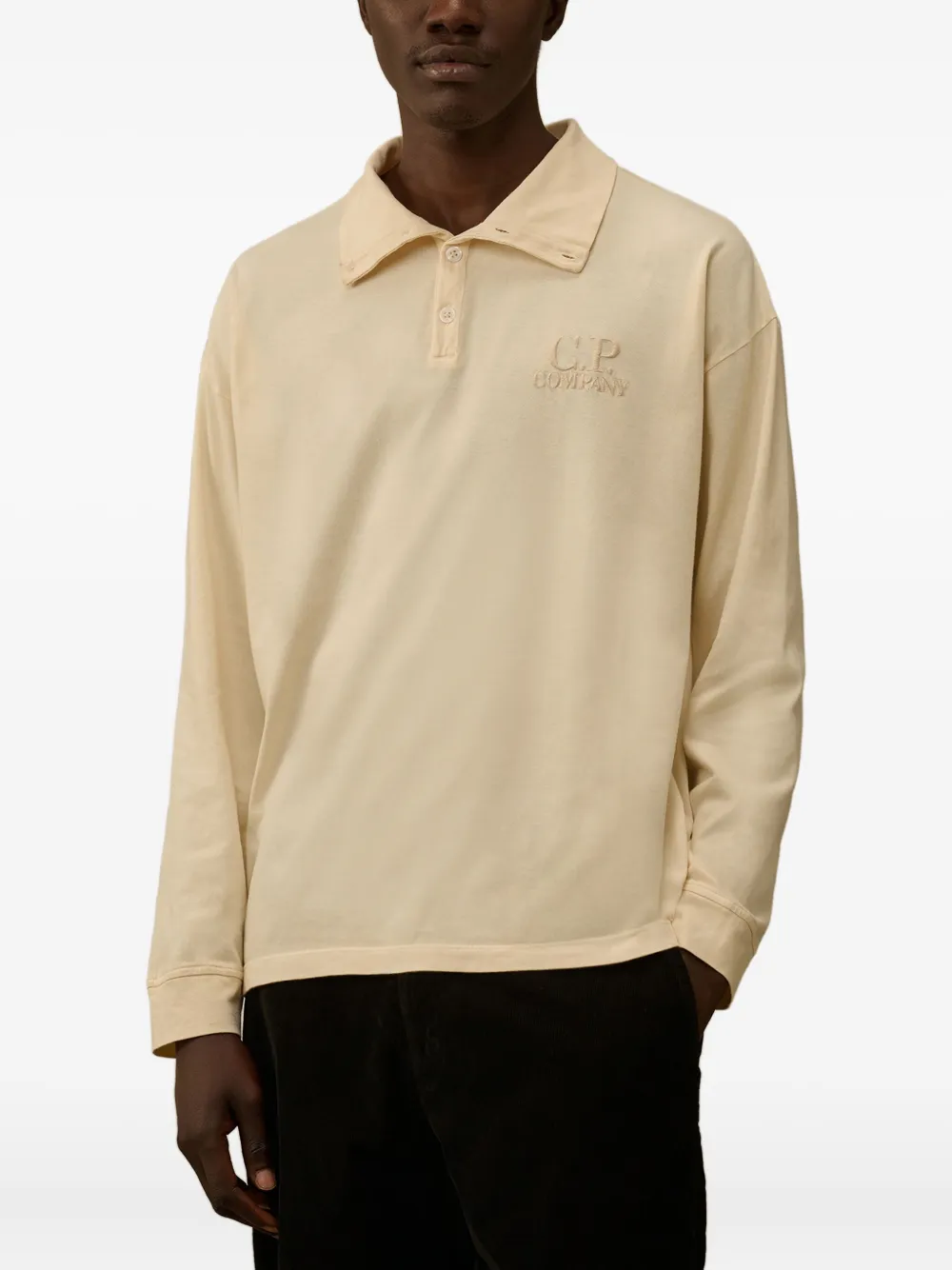 C.P. Company logo-embroidered polo shirt Beige
